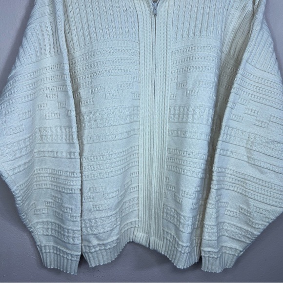 VINTAGE LONDON TOWNE LARGE IVORY WHITE CARDIGAN SWEATER RETRO ROCKABILLY - Picture 4 of 10